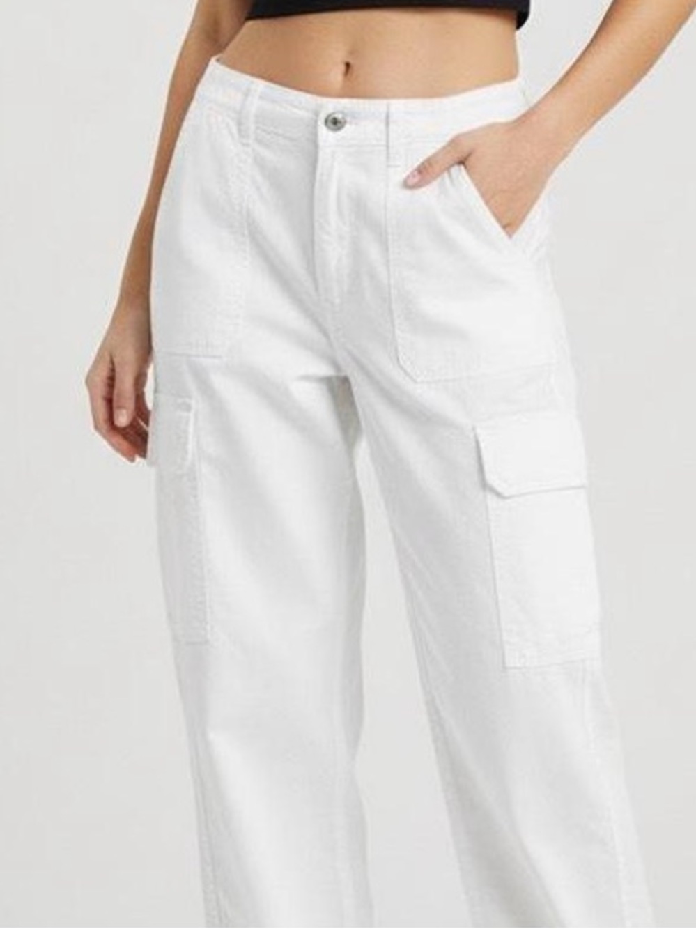 Zara Women’s White Cargo Pants with Pockets